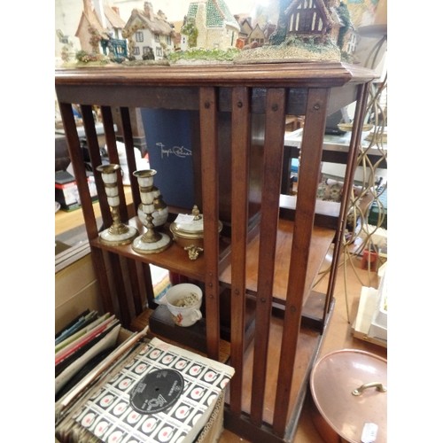 363 - VINTAGE EDWARDIAN MAHOGANY 4-SIDED BOOKCASE/SIDE TABLE [ONCE REVOLVING BUT BASE REMOVED]