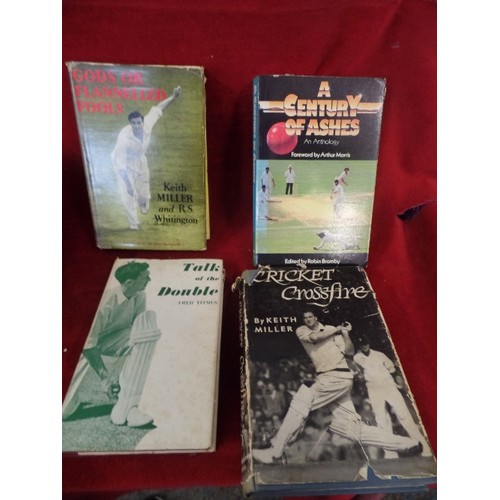 388 - VINTAGE CRICKET BOOKS. LARGE BOX INC 'A TYPHOON CALLED TYSON' 'QUEST FOR THE ASHES' 'ROUND THE WICKE... 