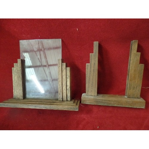 11 - 2 ART DECO OAK PHOTO FRAMES - 1 NEEDS GLASS