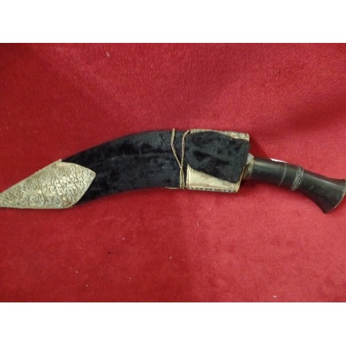 14 - GURKHA/KUKRI KNIFE IN DECORATIVE SHEATH WITH RED AND BLUE STONES