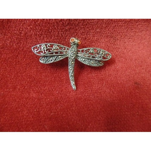 19 - SILVER 925 AND DIAMANTE DRAGONFLY BROOCH