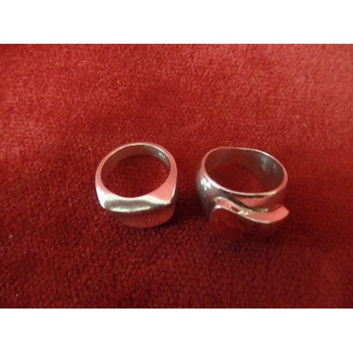 21 - 2 SILVER 925 RINGS - 1 WITH LARGE RED STONE