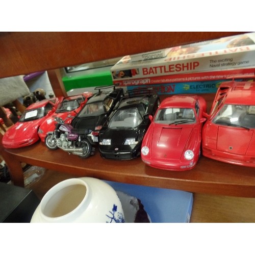 402 - SUPER CAR SCALE MODEL COLLECTION. 6 X LARGE BURAGO PRECISION DIE-CAST, FERRARI VIPER, CHEVROLET CORV... 