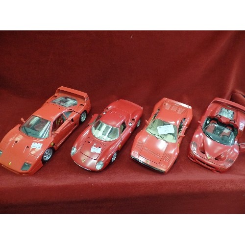 415 - SUPER CAR SCALE MODEL COLLECTION. 4 X LARGE BURAGO PRECISION DIE-CAST CARS, FERRARI GTO, F-50, 250 L... 