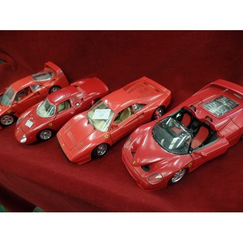 415 - SUPER CAR SCALE MODEL COLLECTION. 4 X LARGE BURAGO PRECISION DIE-CAST CARS, FERRARI GTO, F-50, 250 L... 