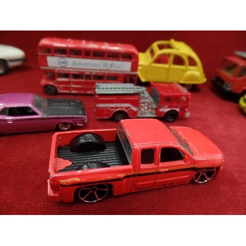 423 - 2 BOXES OF MATCHBOX, MOTORMAX ETC MODEL CARS, TRUCKS, LORRIES. INC CORGI BLACK CAB.