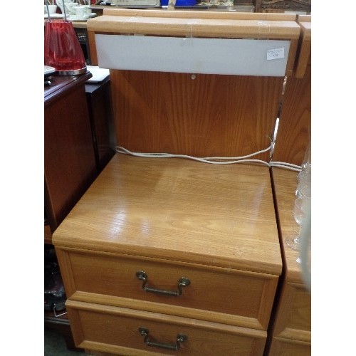 439 - PAIR OF RETRO G PLAN 2 DRAWER BEDSIDE CABINETS. HAVE UPSTAND, WITH TUBULAR READING LIGHTS. EACH 50CM... 