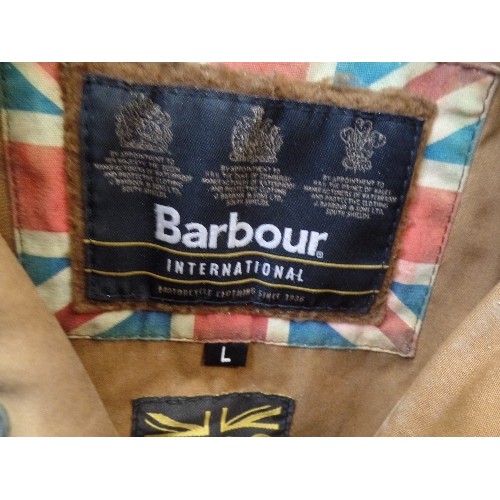 473 - BARBOUR INTERNATIONAL WAXED JACKET.LARGE.