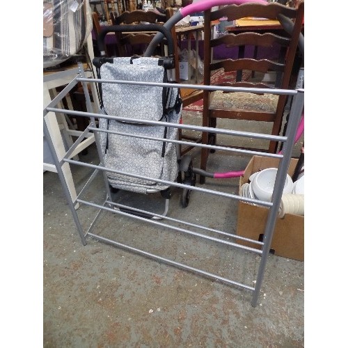 487 - POWDER COATED SHOE RACK. GREY COLOUR