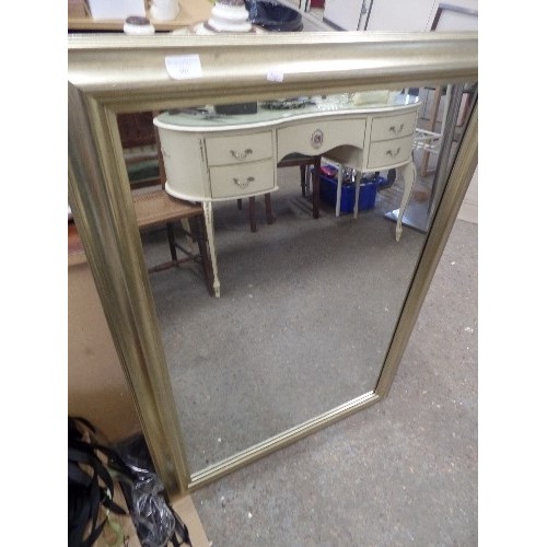 502 - LARGE GOLD-FRAMED MIRROR. DUNELM. 104CM X 73.