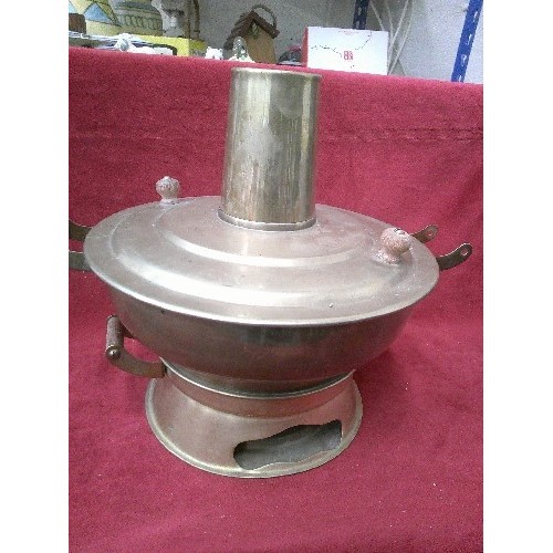 549 - VINTAGE CHINESE BRASS HOT-POT FIRE COOKER.