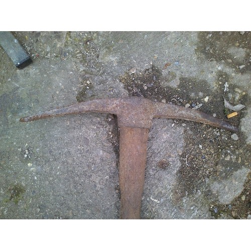 621 - VINTAGE WOODEN HANDLED PICK AXE