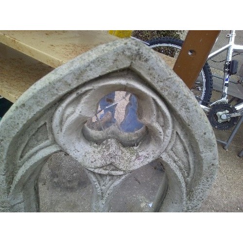 633 - LOVELY CONCRETE GOTHIC STYLE GARDEN MIRROR