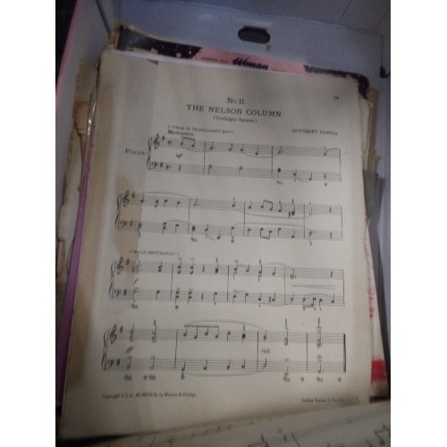 587 - LARGE COLLECTION OF VINTAGE SHEET MUSIC, AND METAL FOLDING MUSIC STAND.