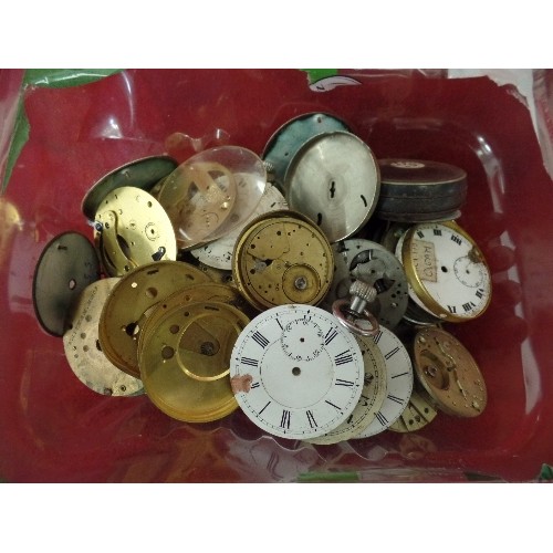 9 - BOX OF POCKET WATCH PARTS - MOSTLY WATCH DIALS