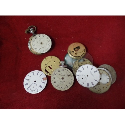 9 - BOX OF POCKET WATCH PARTS - MOSTLY WATCH DIALS