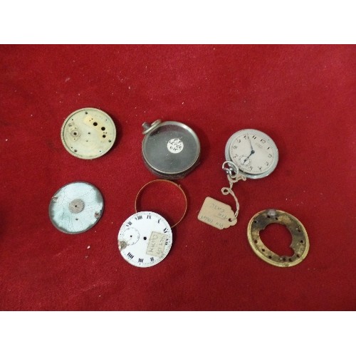 9 - BOX OF POCKET WATCH PARTS - MOSTLY WATCH DIALS