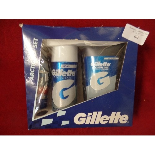 69 - GILLETTE ARCTIC ICE GIFT SET. DEODORANT, SHOWER GEL ETC. BOXED/NEW