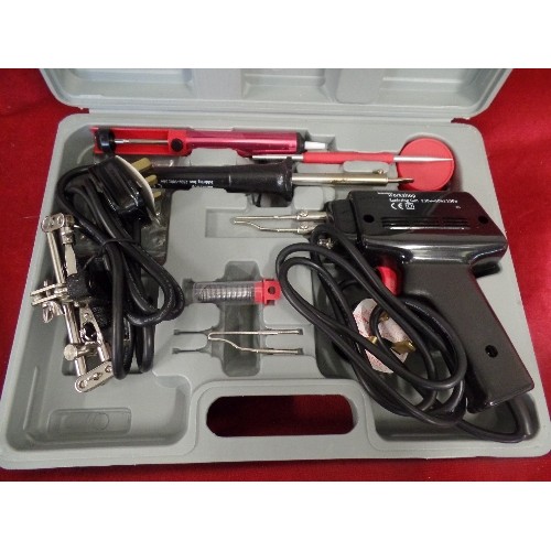 120 - 9 PIECE SOLDERING KIT, WITH 100W SOLDERING GUN, AND 30W SOLDERING IRON.