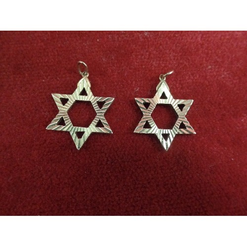 15 - TWO 9CT GOLD STAR OF DAVID  PENDANTS WEIGHT 7GR