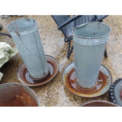 570 - 2 GALVANIZED CHICKEN FEEDERS