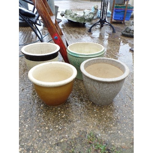 579 - 4 EARTHENWARE GLAZED PLANT POTS