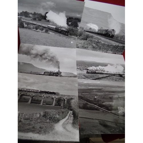 62 - BOX OF 85 LARGE 10X8 PRESS QUALITY ORIGINAL PHOTOGRAPHS OF STEAM LOCOMOTIVES