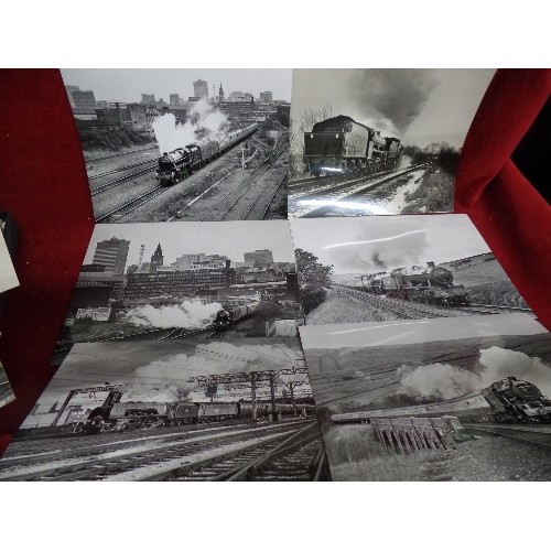 62 - BOX OF 85 LARGE 10X8 PRESS QUALITY ORIGINAL PHOTOGRAPHS OF STEAM LOCOMOTIVES