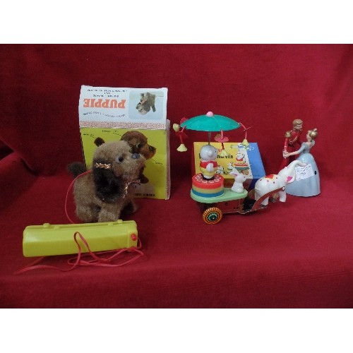 70 - VINTAGE TOYS, INC TEDDY BEAR PLAYING UMBRELLA[ORIGINAL BOX] PUPPIE-BATTERY OPERATED REMOTE-CONTROL[O... 