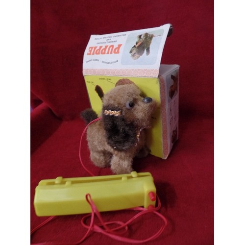 70 - VINTAGE TOYS, INC TEDDY BEAR PLAYING UMBRELLA[ORIGINAL BOX] PUPPIE-BATTERY OPERATED REMOTE-CONTROL[O... 