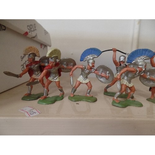 71 - LARGE QUANTITY OF CENTURIANS IN BATTLE. PLASTIC SOLDIERS WITH SHIELDS, BOWS & ARROWS ETC. .