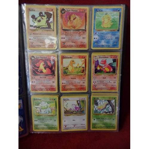 72 - ALBUM OF POKEMON CARDS. 10 PAGES, 9 CARDS PER PAGE. WOTC BASE SET, JUNGLE, DIAMOND AND PEARL REVERSE... 