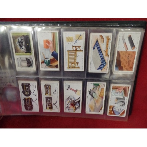 85 - VINTAGE CIGARETTE CARD SETS WITHIN 2 ALBUMS. INC JOHN PLAYERMINIATURES, WILL'S HOUSEHOLD HINTS, GALL... 