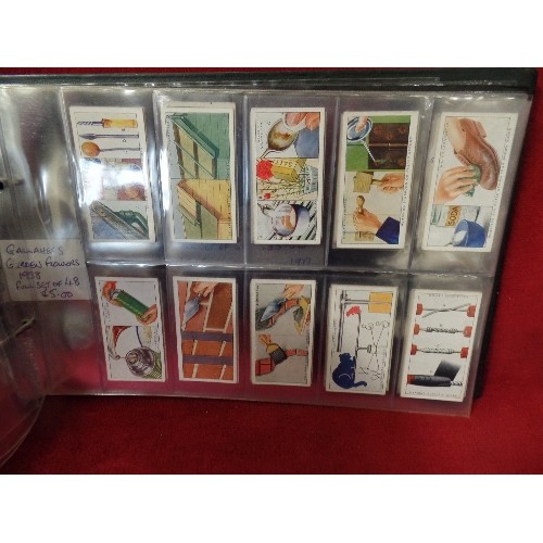 85 - VINTAGE CIGARETTE CARD SETS WITHIN 2 ALBUMS. INC JOHN PLAYERMINIATURES, WILL'S HOUSEHOLD HINTS, GALL... 