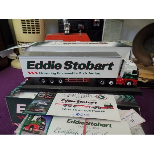 93 - 5 X EDDIE STOBART COLLECTORS VEHICLES. ORIGINAL BOXES WITH CERTS OF AUTHENTICITY. INC VOLVO FH 460 B... 