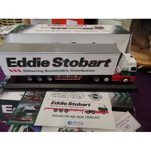 93 - 5 X EDDIE STOBART COLLECTORS VEHICLES. ORIGINAL BOXES WITH CERTS OF AUTHENTICITY. INC VOLVO FH 460 B... 