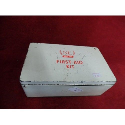 86 - 'NEW ERA' VINTAGE FIRST AID TIN WITH CONTENTS. INSTRUCTIONS PRINTED INSIDE THE LID.