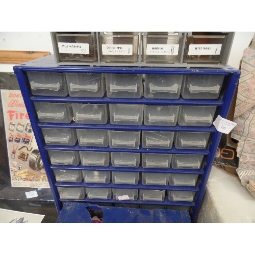 136 - WORKSHOP MULTI-COMPARTMENT NAIL/SCREW CHESTS WITH CONTENTS.  INC 45 X COMPARTMENTS, 15, AND A 16.