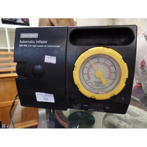 206 - HALFORDS AUTOMATIC INFLATOR. HIGH POWER AIR COMPRESSOR.