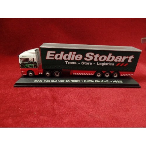 118 - 4 X EDDIES STOBART COLLECTABLE VEHICLES. ORIGINAL BOXES & CERTS OF AUTHENTICITY. INC MAN TGX XLC CUR... 