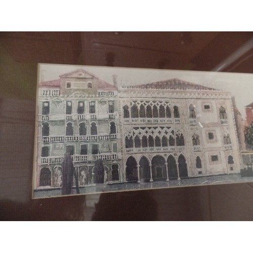 215 - 3 CONTEMPORARY PRINTS OF VENICE. FROM CROFT DESIGN STUDIO. IN BRUSHED SILVER GLAZED FRAMES.