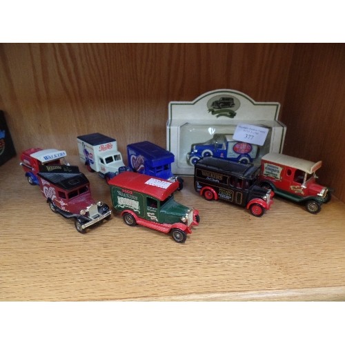 377 - COLLECTION OF LLEDO DIE-CAST BRANDED TRUCKS. INC WALKERS CRISPS, PEPSI-COLA ETC.