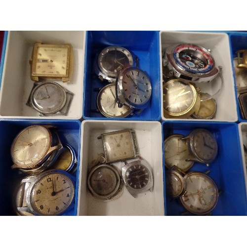 160 - LARGE QUANTITY OF VINTAGE WATCHES[NO STRAPS] CONTAINED IN A HOBBY BOX.