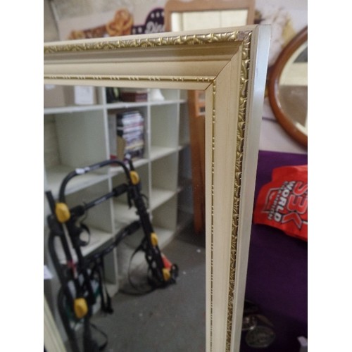 184 - CREAM/GOLD TALL WALL MIRROR.