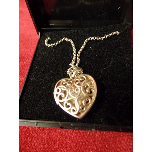 12 - SILVER 925 FILAGREE HEART PENDANT ON 925 SILVER CHAIN