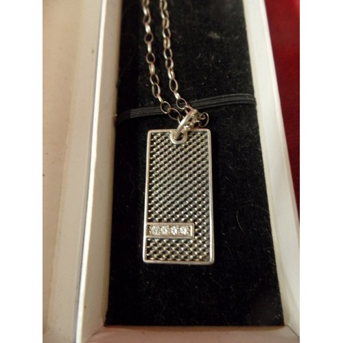 15 - SILVER 925 CHAIN AND SQUARE TAG PENDANT WITH CUBIC ZIRCON