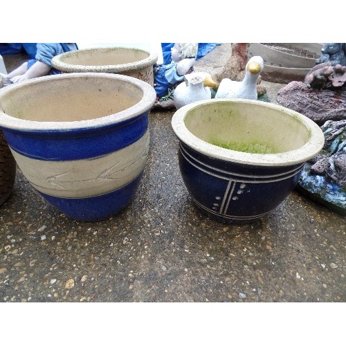 511 - 2 LARGE BLUE GLAZED GARDEN POTS