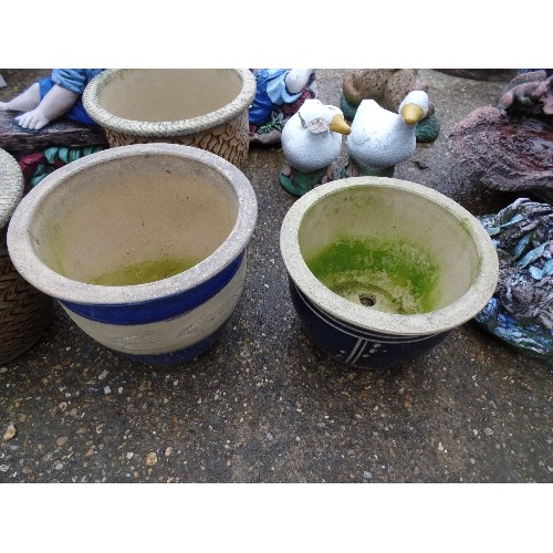 511 - 2 LARGE BLUE GLAZED GARDEN POTS