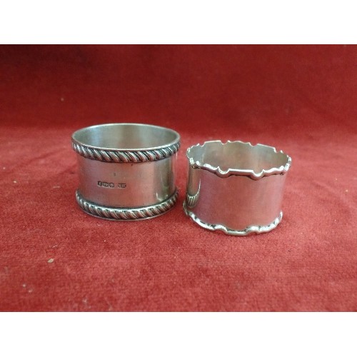 15 - 2 STERLING SILVER NAPKIN RINGS, BIRMINGHAM 1923, ADIE BROTHERS AND SHEFFIELD 1924 ATKIN BROTHERS. TO... 