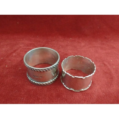 15 - 2 STERLING SILVER NAPKIN RINGS, BIRMINGHAM 1923, ADIE BROTHERS AND SHEFFIELD 1924 ATKIN BROTHERS. TO... 